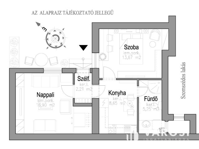 Eladó belvárosi földszinti téglalakás
